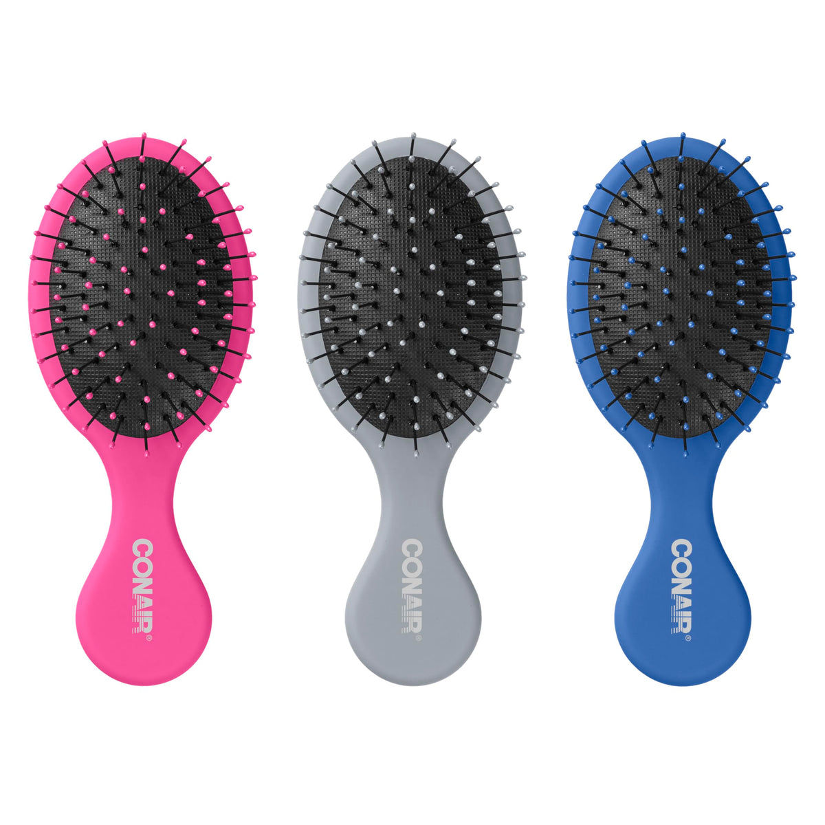 Conair Hair Brush Set, Detangling, 3-Pc, Beige, Navy, Coral