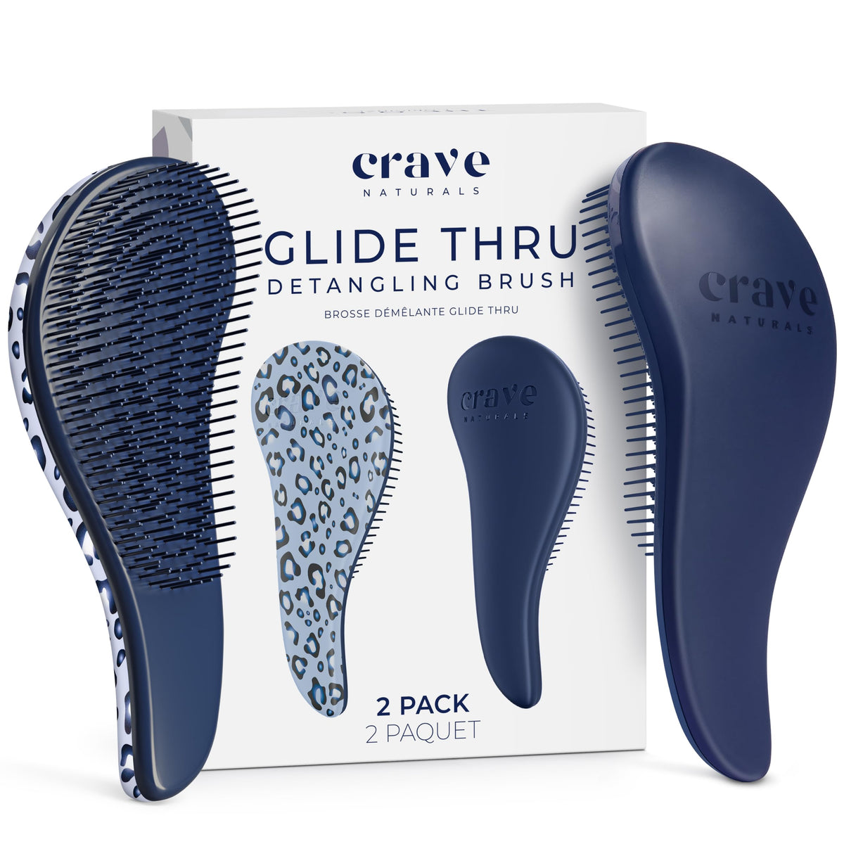 Crave Naturals Glide Thru Detangling Hairbrush that Glides Through Tangles For Wet, Dry and Damaged Hair - Gentle Detangler Styling Tool for Adults, Kids, Men and Women - 7.5 x 3 in, Turquoise