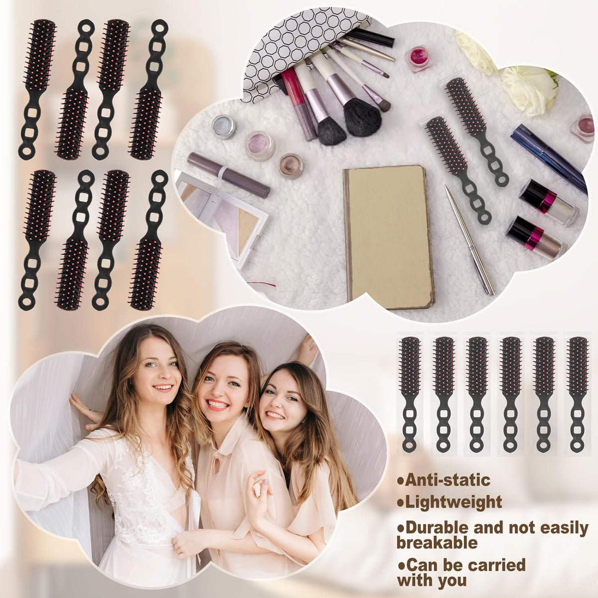 72PCS Bulk Hair Brushes for Homeless Individually Wrapped Hair Brush Bulk