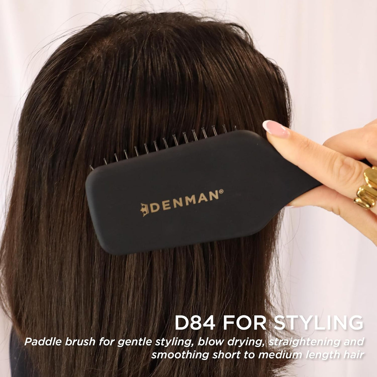 Denman (Black) Mini Paddle Cushion Hair Brush for Blow Drying, Detangling & On the Go Travel - Comfortable Styling, Straightening & Smoothing - For Women and Men, D84