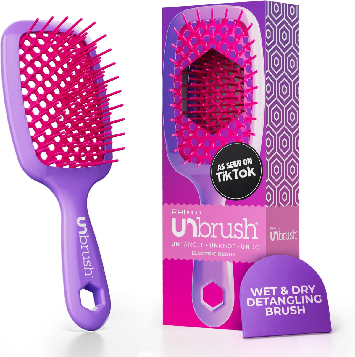 FHI Heat UNbrush Original Neon Detangling Brush for Wet & Dry Hair