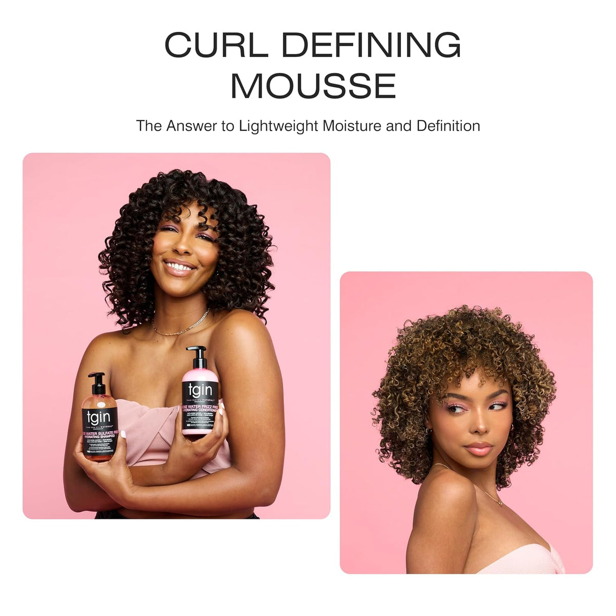 tgin Rose Water Curl Defining Mousse - Moisture & Wave Definition - 8 Fl Oz