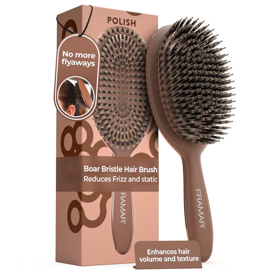 FRAMAR Soft Boar Bristle Hair Brush For Women, Boars Hair Brush For Women
