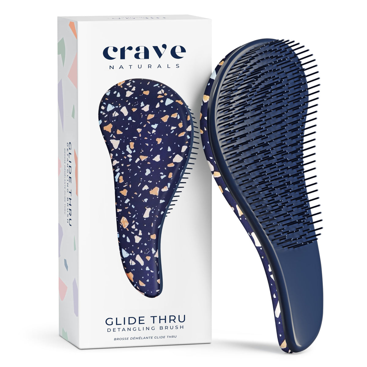 Crave Naturals Glide Thru Detangling Hairbrush that Glides Through Tangles For Wet, Dry and Damaged Hair - Gentle Detangler Styling Tool for Adults, Kids, Men and Women - 7.5 x 3 in, Turquoise