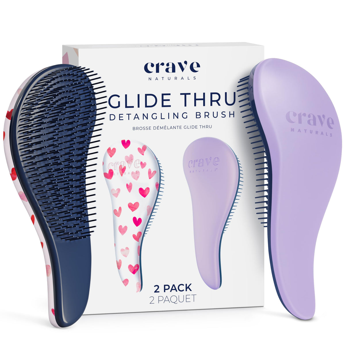 Crave Naturals Glide Thru Detangling Hairbrush that Glides Through Tangles For Wet, Dry and Damaged Hair - Gentle Detangler Styling Tool for Adults, Kids, Men and Women - 7.5 x 3 in, Turquoise
