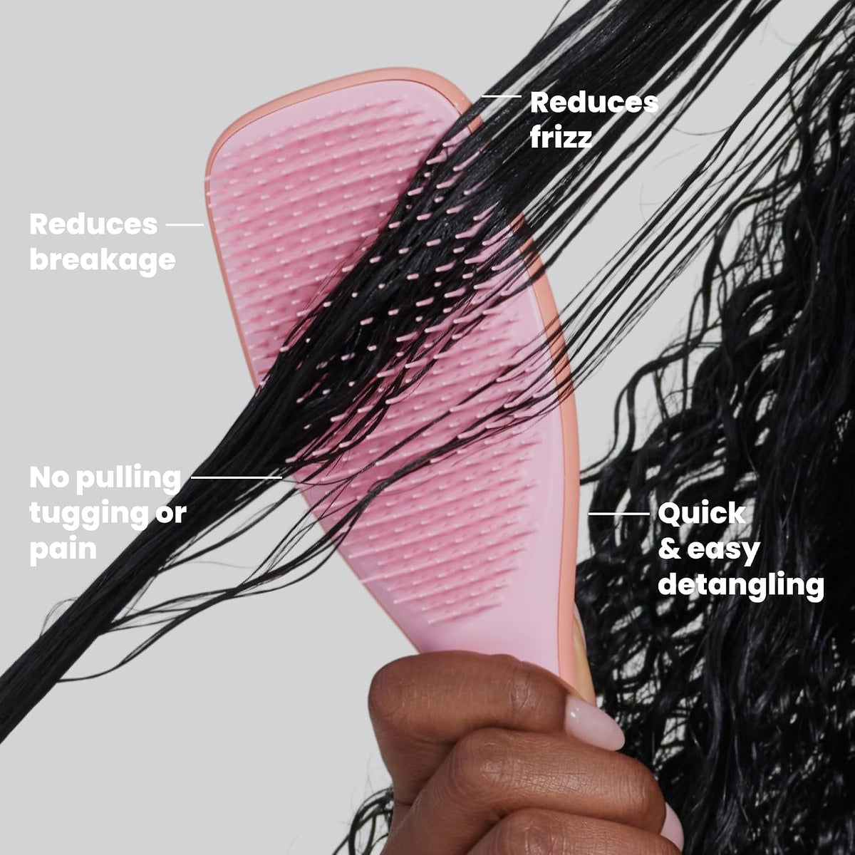 Tangle Teezer Ultimate Detangler Curly Hair Brush, 3C to 4C, Pink Mango