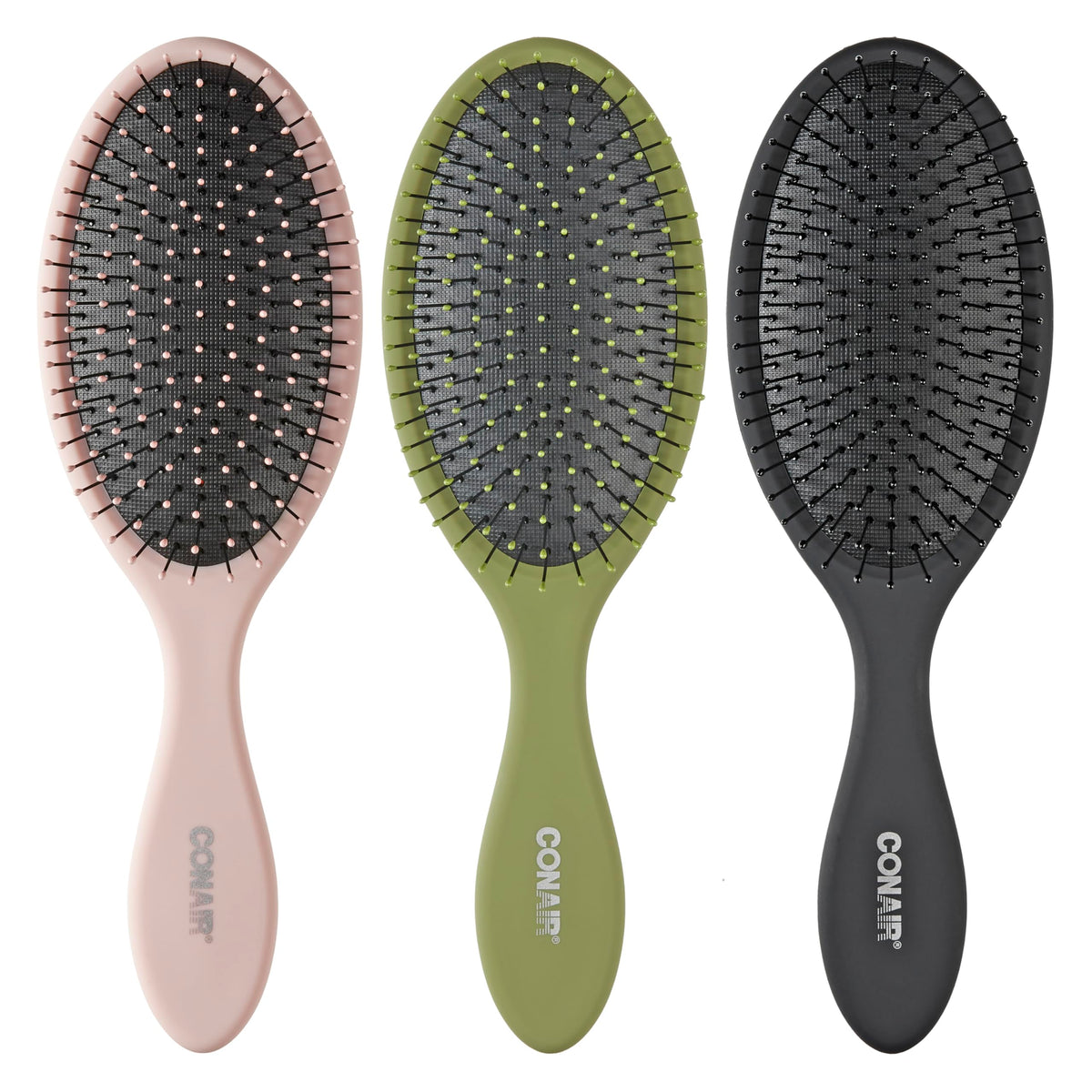 Conair Hair Brush Set, Detangling, 3-Pc, Beige, Navy, Coral