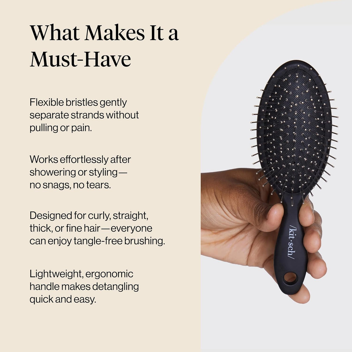 Kitsch Wet Dry Brush Detangler – Hair Brush for Women - Flexi Black