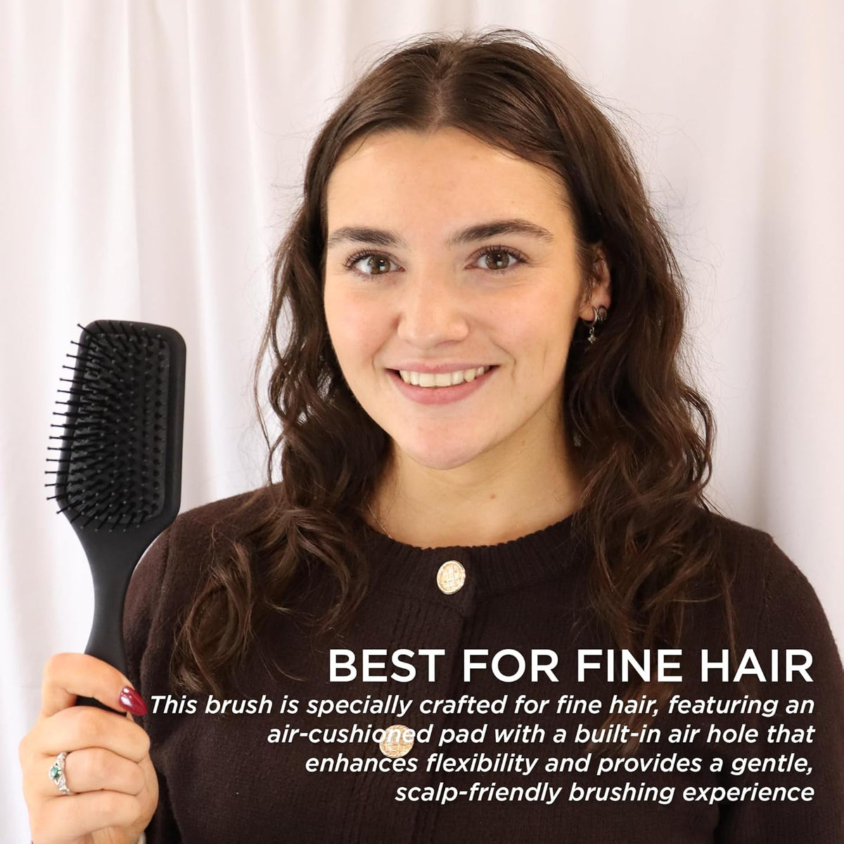 Denman (Black) Mini Paddle Cushion Hair Brush for Blow Drying, Detangling & On the Go Travel - Comfortable Styling, Straightening & Smoothing - For Women and Men, D84