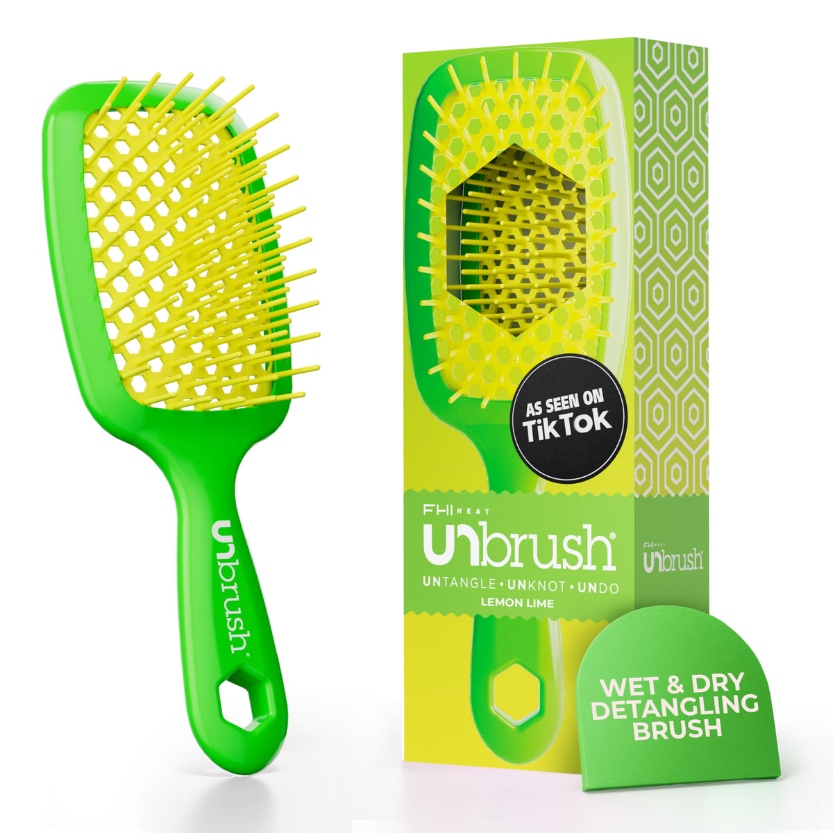 FHI Heat UNbrush Original Neon Detangling Brush for Wet & Dry Hair