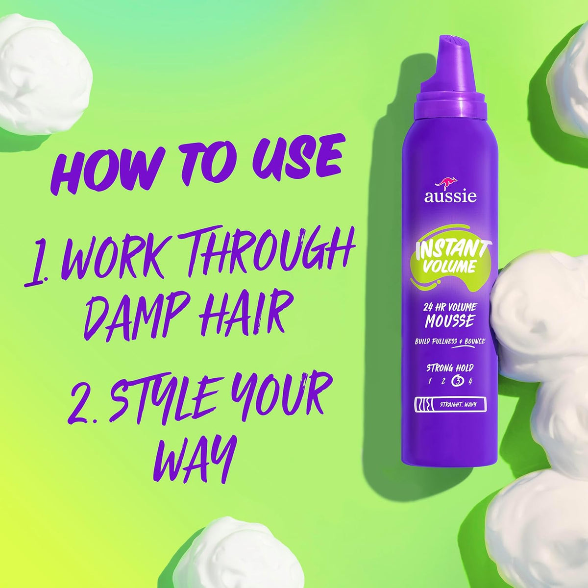 Aussie Instant Volume Mousse Triple Pack, 24-hour Volume Mousse, 6 oz