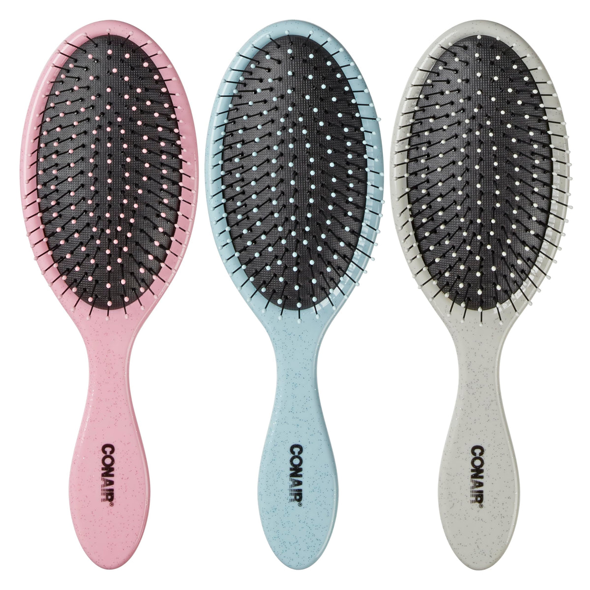 Conair Hair Brush Set, Detangling, 3-Pc, Beige, Navy, Coral
