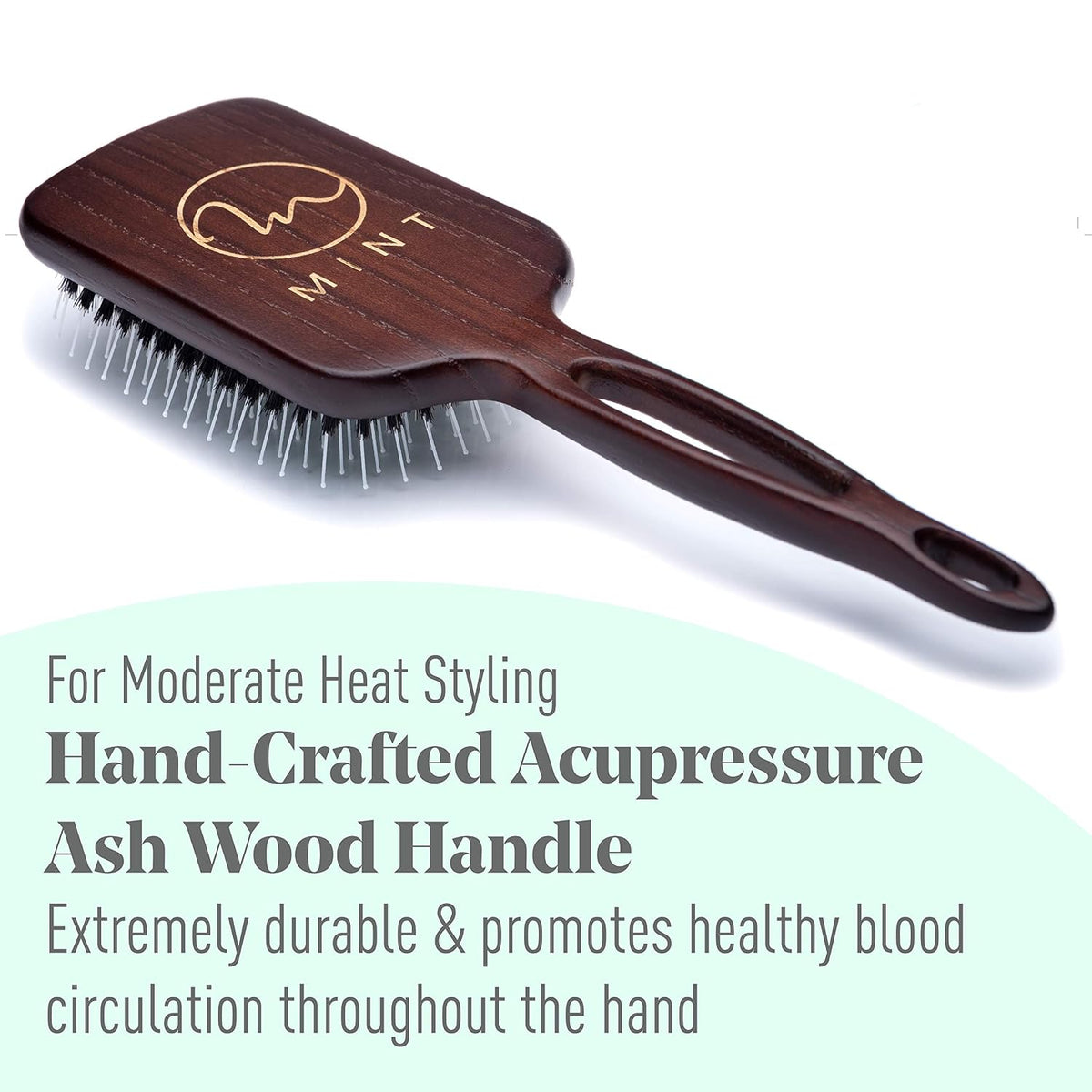 MINT Kaze Eco-Friendly Boar Bristle Paddle Hair Brush for Women
