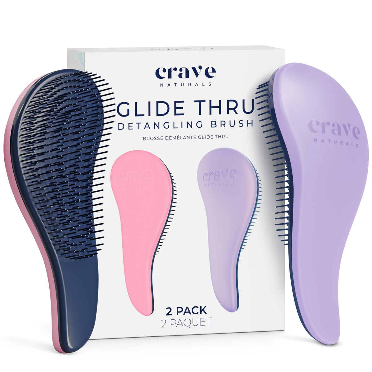 Crave Naturals Glide Thru Detangling Hairbrush that Glides Through Tangles For Wet, Dry and Damaged Hair - Gentle Detangler Styling Tool for Adults, Kids, Men and Women - 7.5 x 3 in, Turquoise