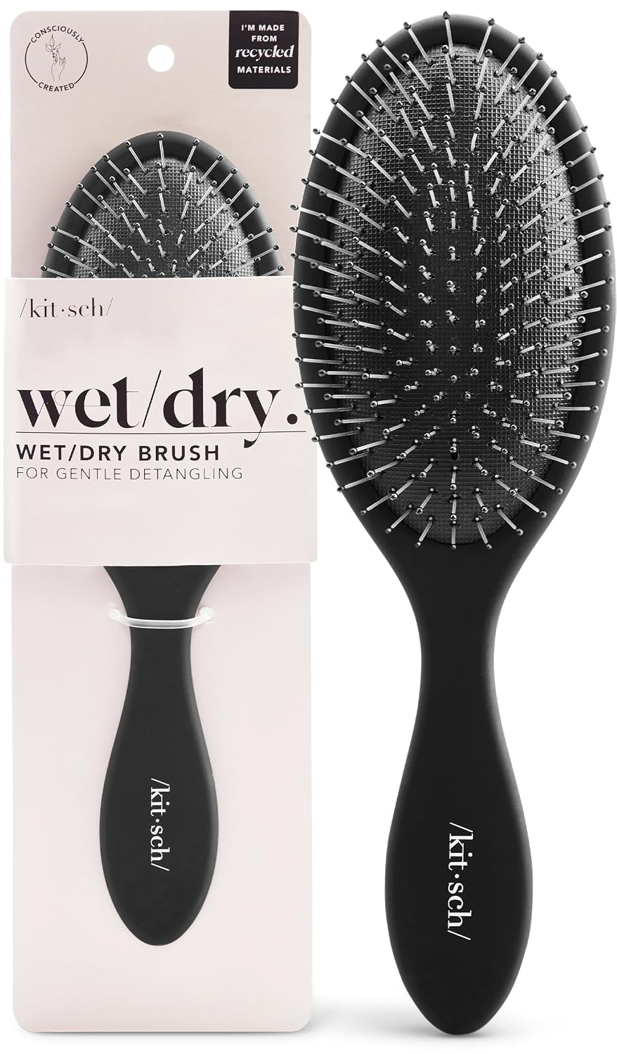Kitsch Wet Dry Brush Detangler – Hair Brush for Women - Flexi Black