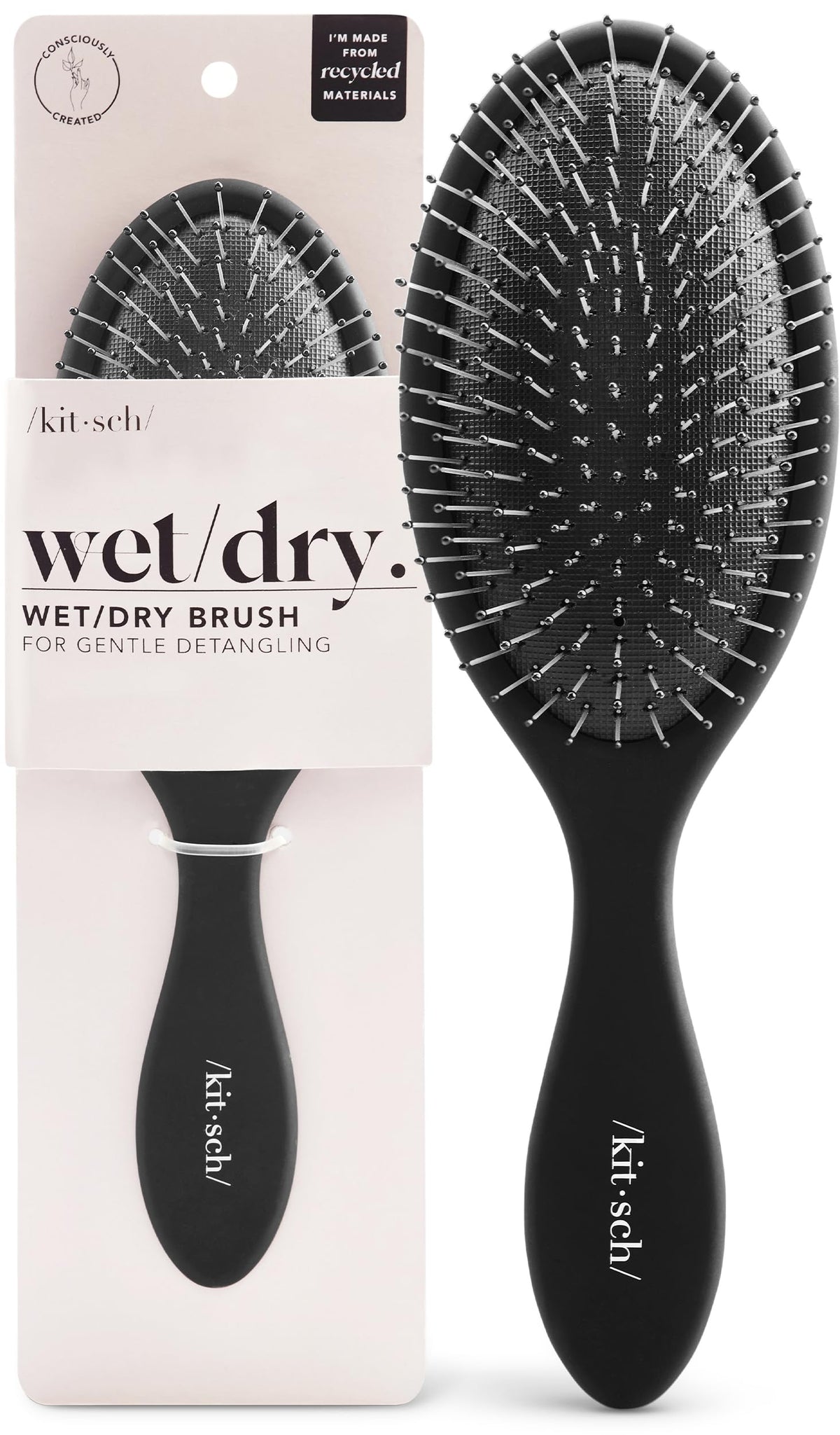 Kitsch Wet Dry Brush Detangler – Hair Brush for Women - Flexi Black
