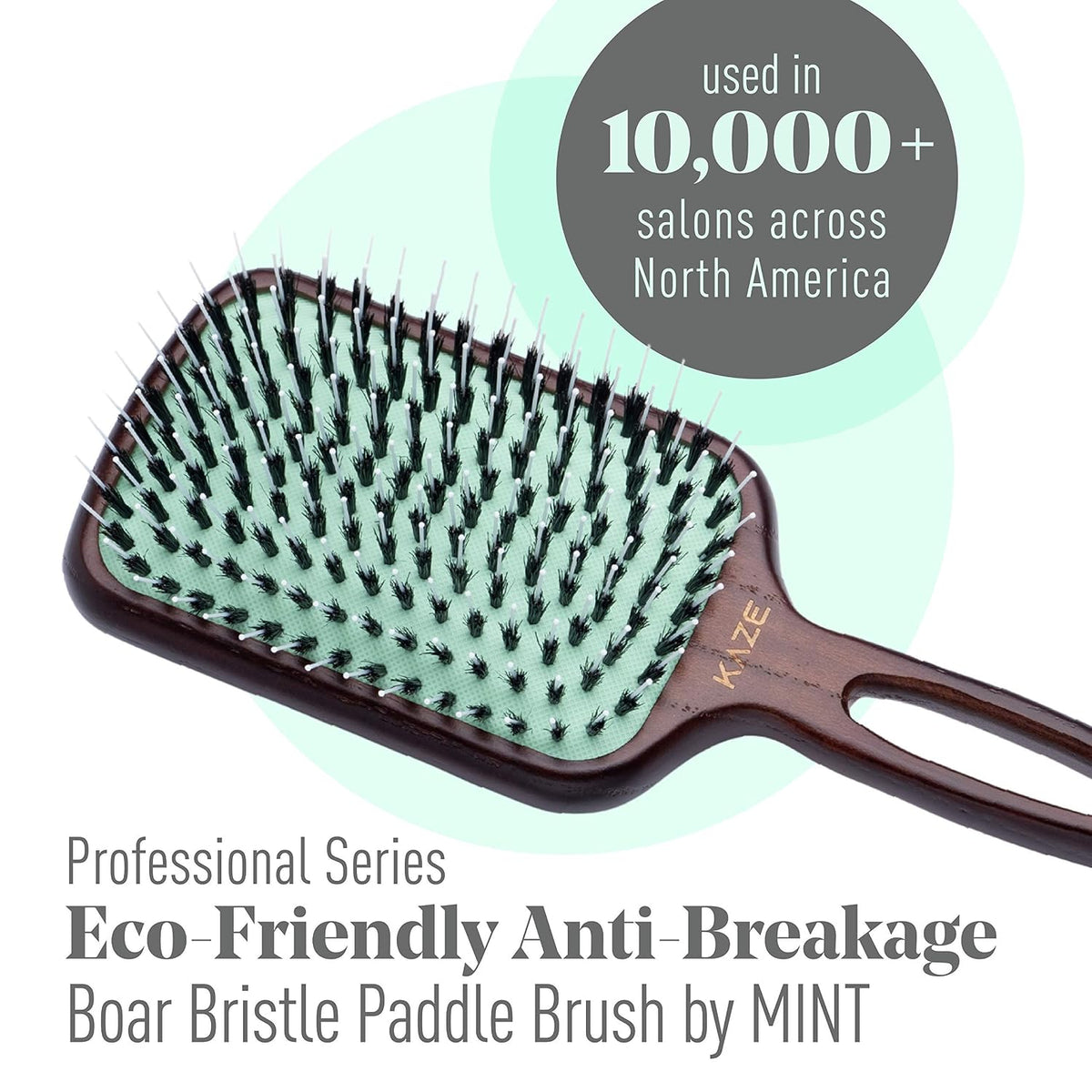 MINT Kaze Eco-Friendly Boar Bristle Paddle Hair Brush for Women