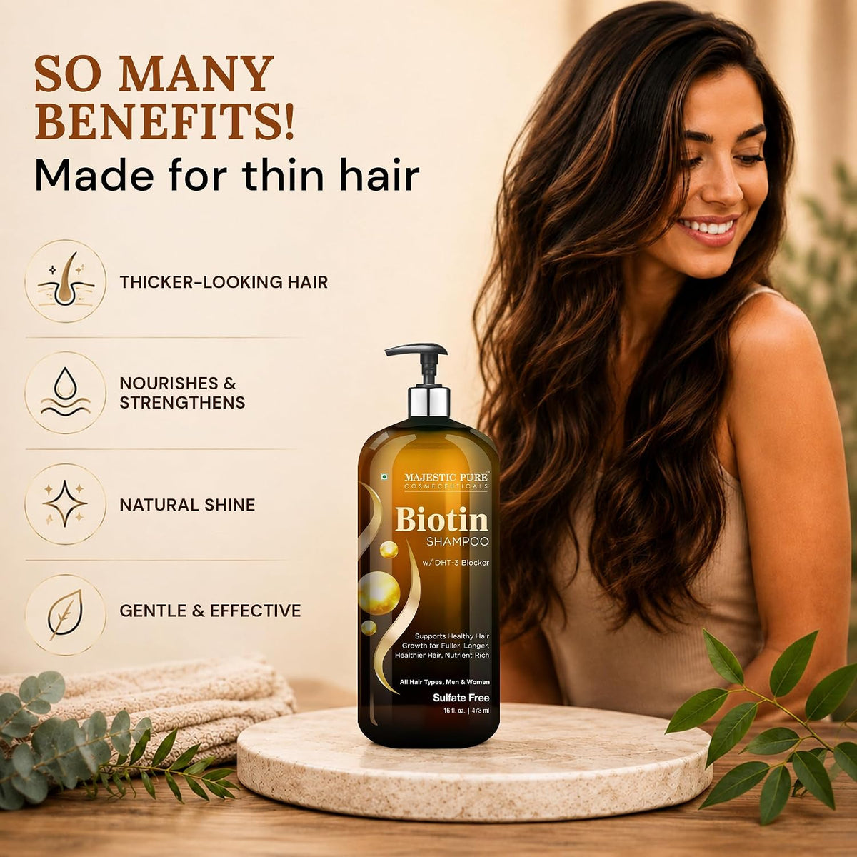 Majestic Pure Biotin Shampoo Sulfate & Paraben Free - 16 Fl Oz