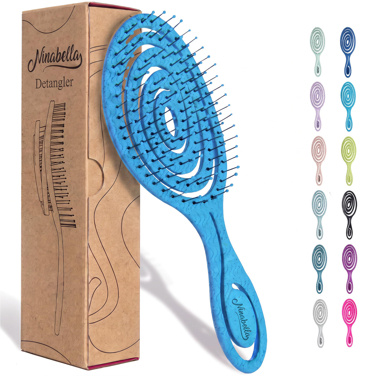 Ninabella Detangler Brush - No Tangle Hair Brush for Women, Fine, Thick and Long Hair - Hairbrush for Wet and Dry Hair, Gentle on the Scalp - Green