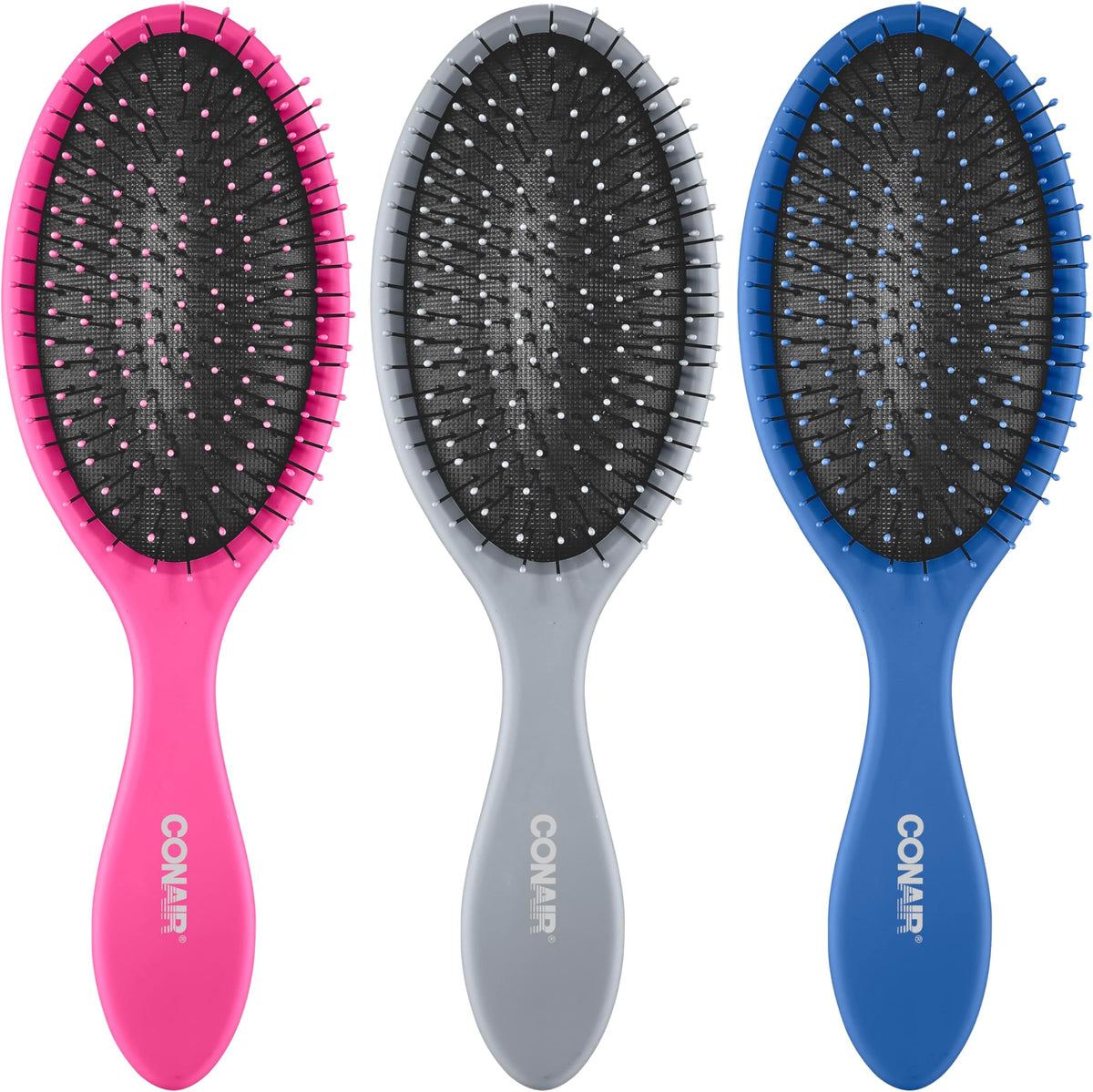Conair Hair Brush Set, Detangling, 3-Pc, Beige, Navy, Coral