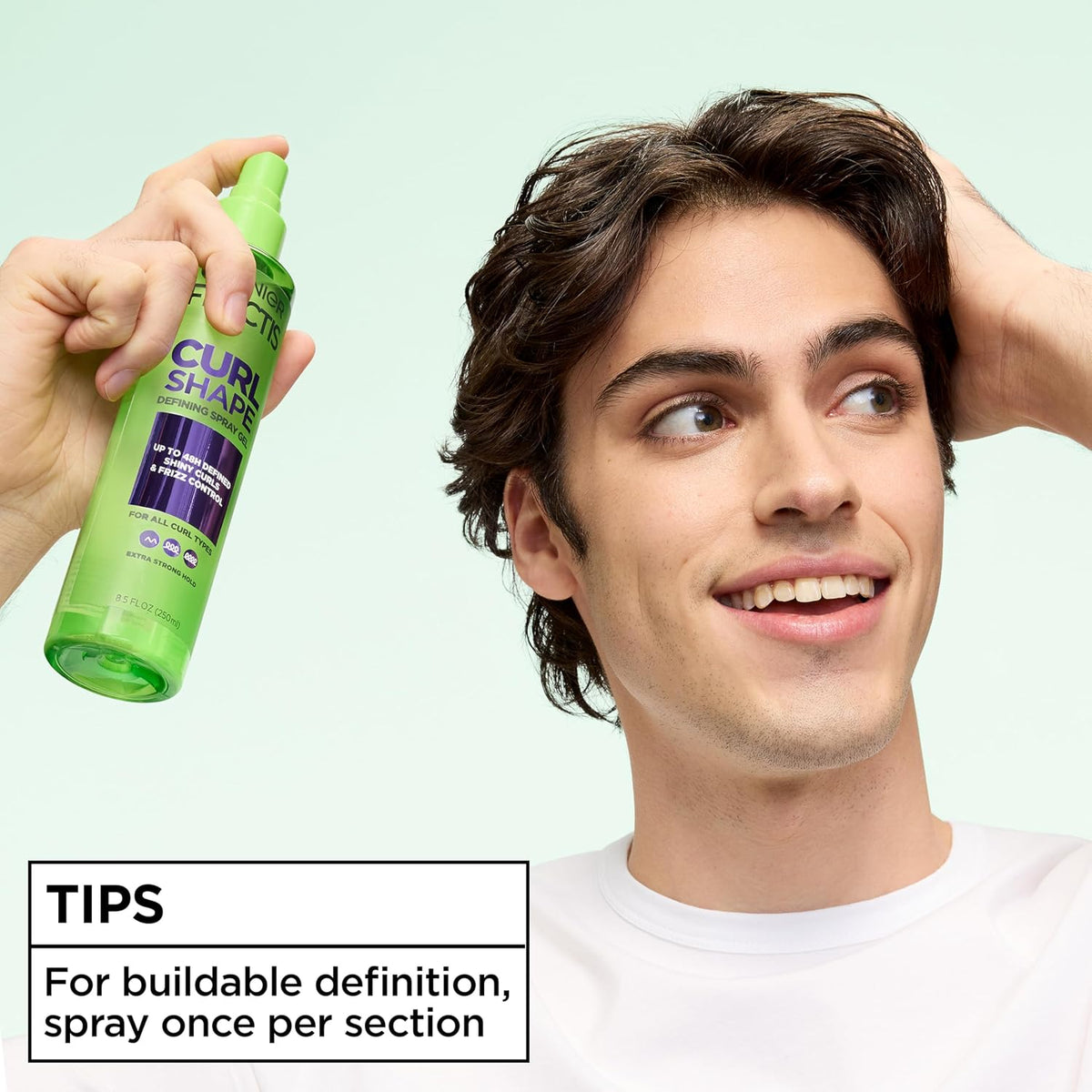 Garnier Fructis Style Curl Shape Defining Spray Hair Gel, Strong Hold Frizz Control for Curly, Wavy, and Coily Hair, Nourishing Formula, 8.5 fl oz, 3 Count (Packaging May Vary)