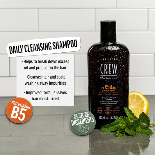 American Crew Men's Daily Cleansing Shampoo, Citrus Mint, 33.8 fl oz