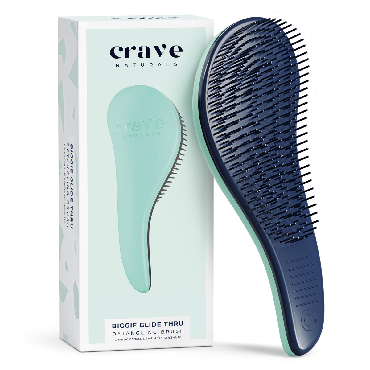 Crave Naturals Glide Thru Detangling Hairbrush that Glides Through Tangles For Wet, Dry and Damaged Hair - Gentle Detangler Styling Tool for Adults, Kids, Men and Women - 7.5 x 3 in, Turquoise