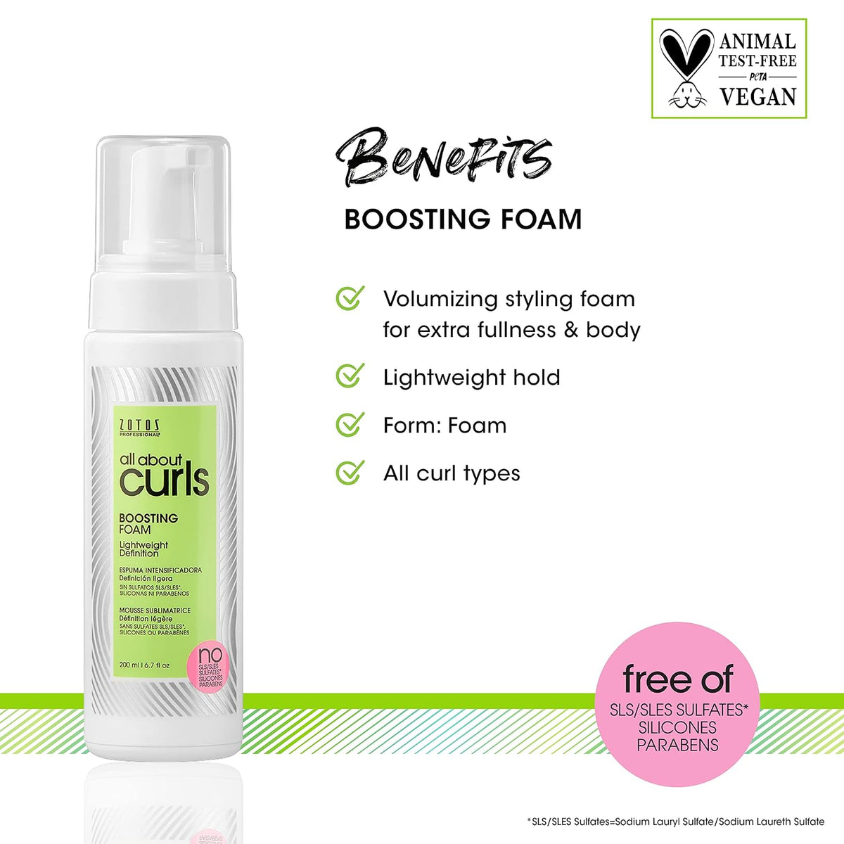 ALL ABOUT CURLS Boosting Foam | For Curly Hair | Lightweight Definition Hold | Volumizing Extra Fullness & Body | Vegan & Cruelty Free | Sulfate & Paraben Free