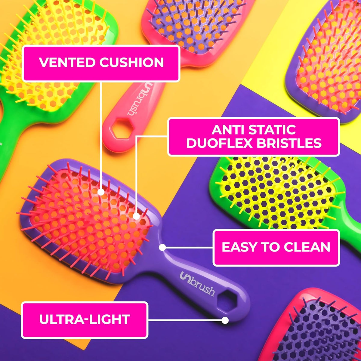 FHI Heat UNbrush Original Neon Detangling Brush for Wet & Dry Hair