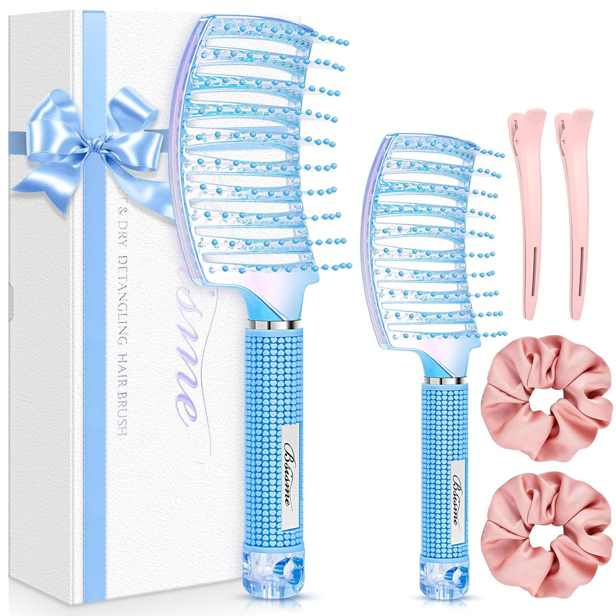 Hair Brush, Large & Mini Curved Vented Detangler Brushes for Women Girls