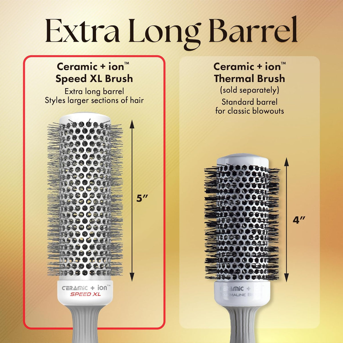 Olivia Garden Ceramic + Ion Speed XL - Extra-Long Round Thermal Hair Brush - Not Electrical - Professional Blowout Brush for Normal to Thick Hair