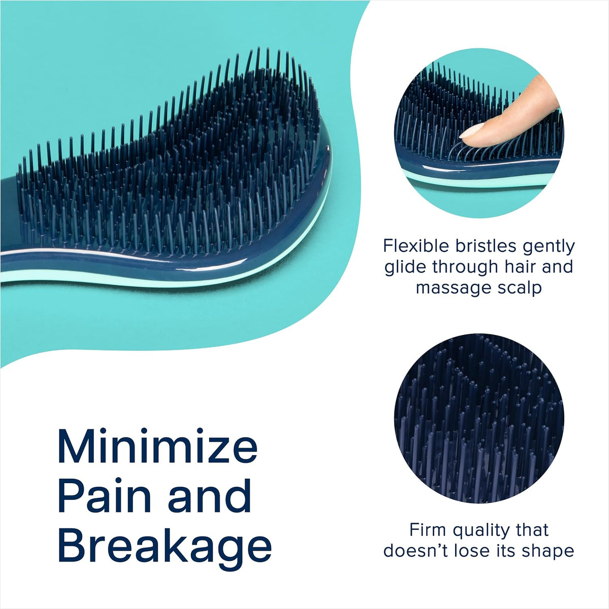 Crave Naturals Glide Thru Detangling Hairbrush that Glides Through Tangles For Wet, Dry and Damaged Hair - Gentle Detangler Styling Tool for Adults, Kids, Men and Women - 7.5 x 3 in, Turquoise