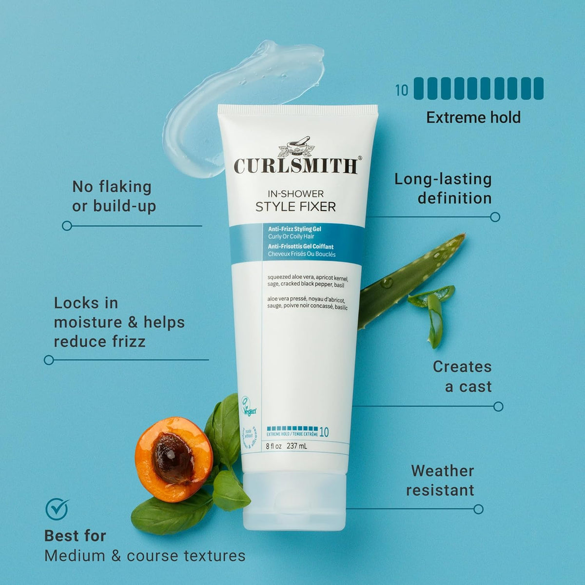 CURLSMITH In-Shower Style Fixer Strong Hold Gel for Curls (8 oz)