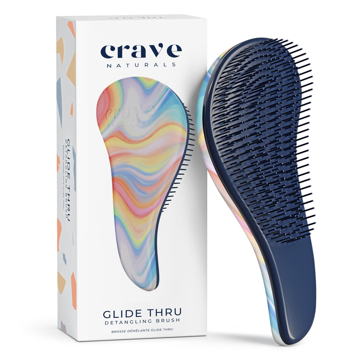 Crave Naturals Glide Thru Detangling Hairbrush that Glides Through Tangles For Wet, Dry and Damaged Hair - Gentle Detangler Styling Tool for Adults, Kids, Men and Women - 7.5 x 3 in, Turquoise