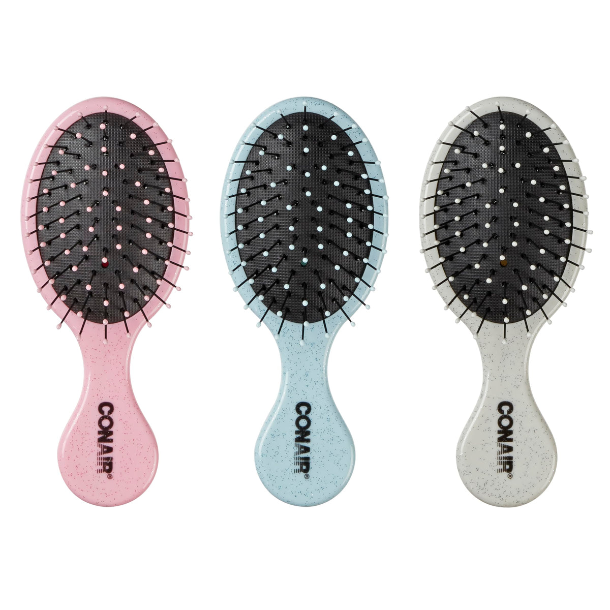 Conair Hair Brush Set, Detangling, 3-Pc, Beige, Navy, Coral