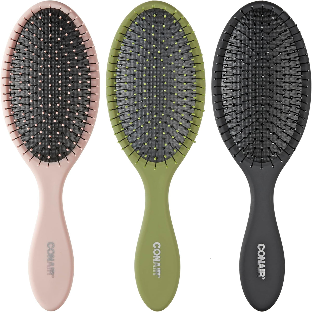 Conair Hair Brush Set, Detangling, 3-Pc, Beige, Navy, Coral