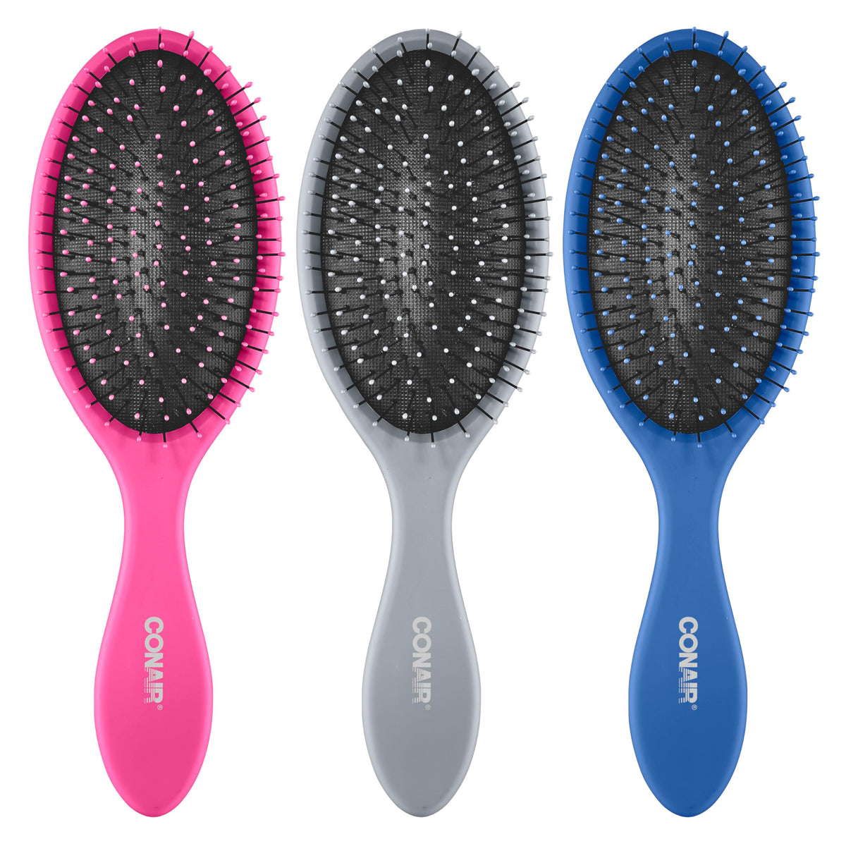 Conair Hair Brush Set, Detangling, 3-Pc, Beige, Navy, Coral
