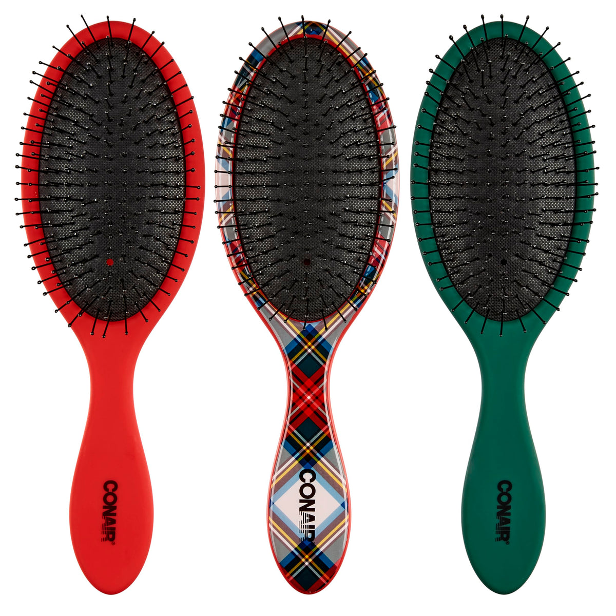 Conair Hair Brush Set, Detangling, 3-Pc, Beige, Navy, Coral