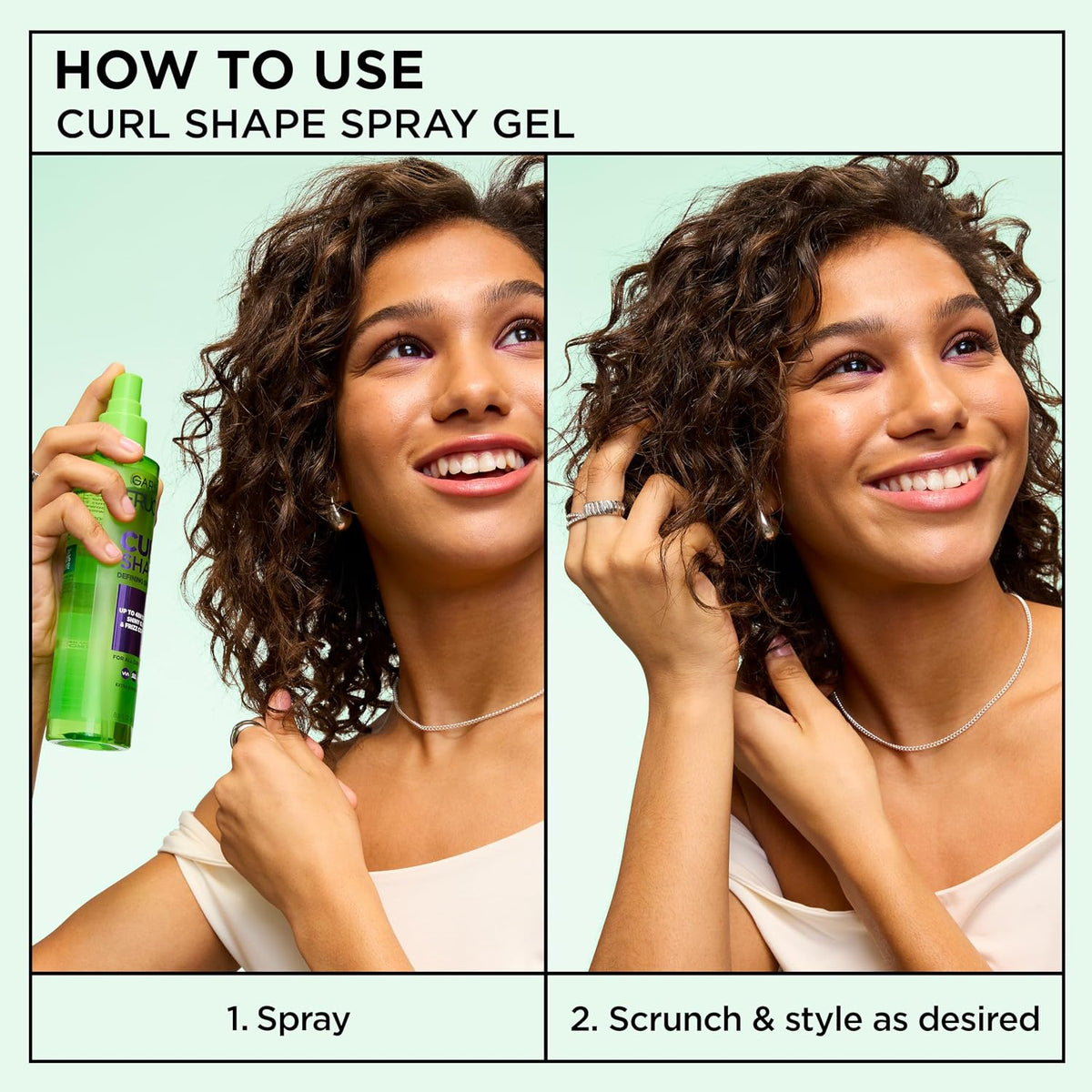 Garnier Fructis Style Curl Shape Defining Spray Hair Gel, Strong Hold Frizz Control for Curly, Wavy, and Coily Hair, Nourishing Formula, 8.5 fl oz, 3 Count (Packaging May Vary)